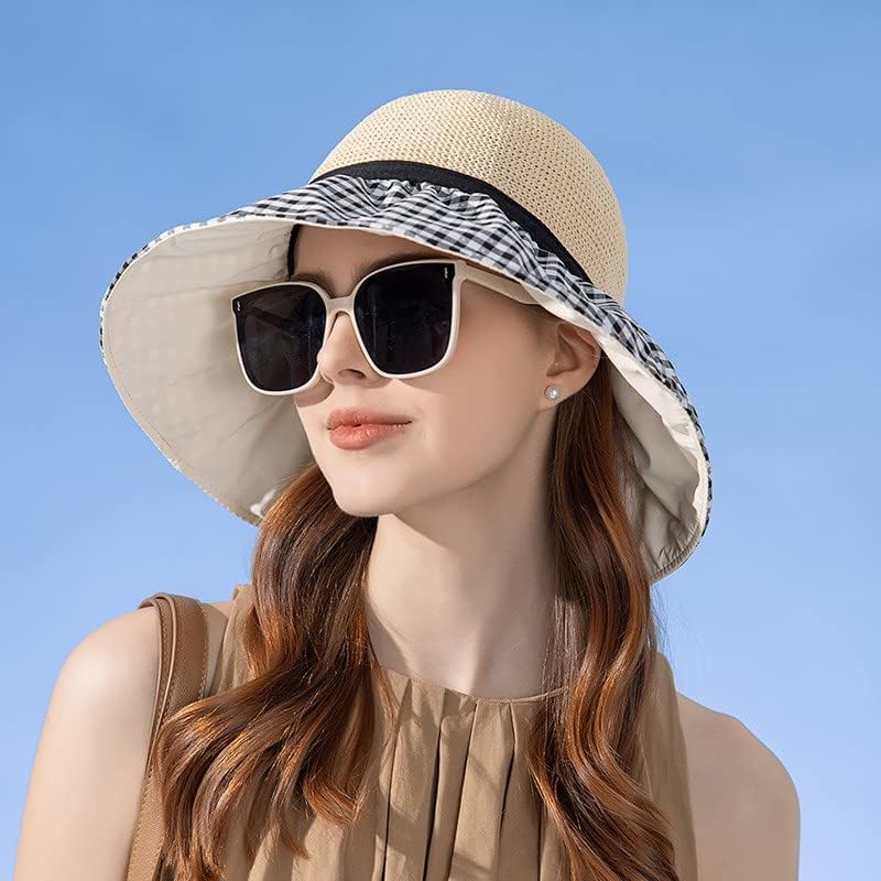 Hat Wig,Hat with brown red Hair Attached for Women, Bucket with Wig Long Wavy Hair Extensions,Spring Summer