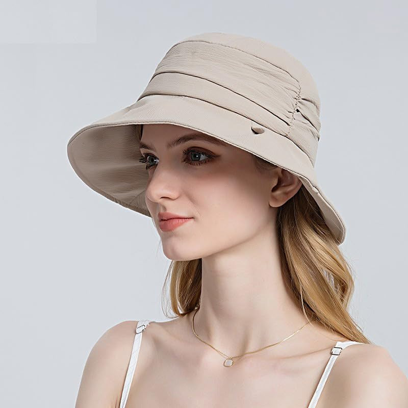 Summer Women'S Beach Sun Hat with golden blonde hair