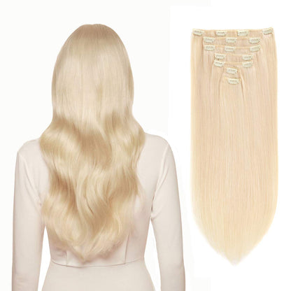 Clip in Hair Extensions Real Human Hair 120G 7Pcs Human Hair Clip in Extensions 18 Inch Chocolate Brown Mixed Caramel Blonde #4/27/4 Thickened Straight Real Hair Extensions Clip in Human Hair