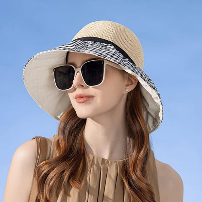 Hat Wig,Hat with brown red Hair Attached for Women, Bucket with Wig Long Wavy Hair Extensions,Spring Summer
