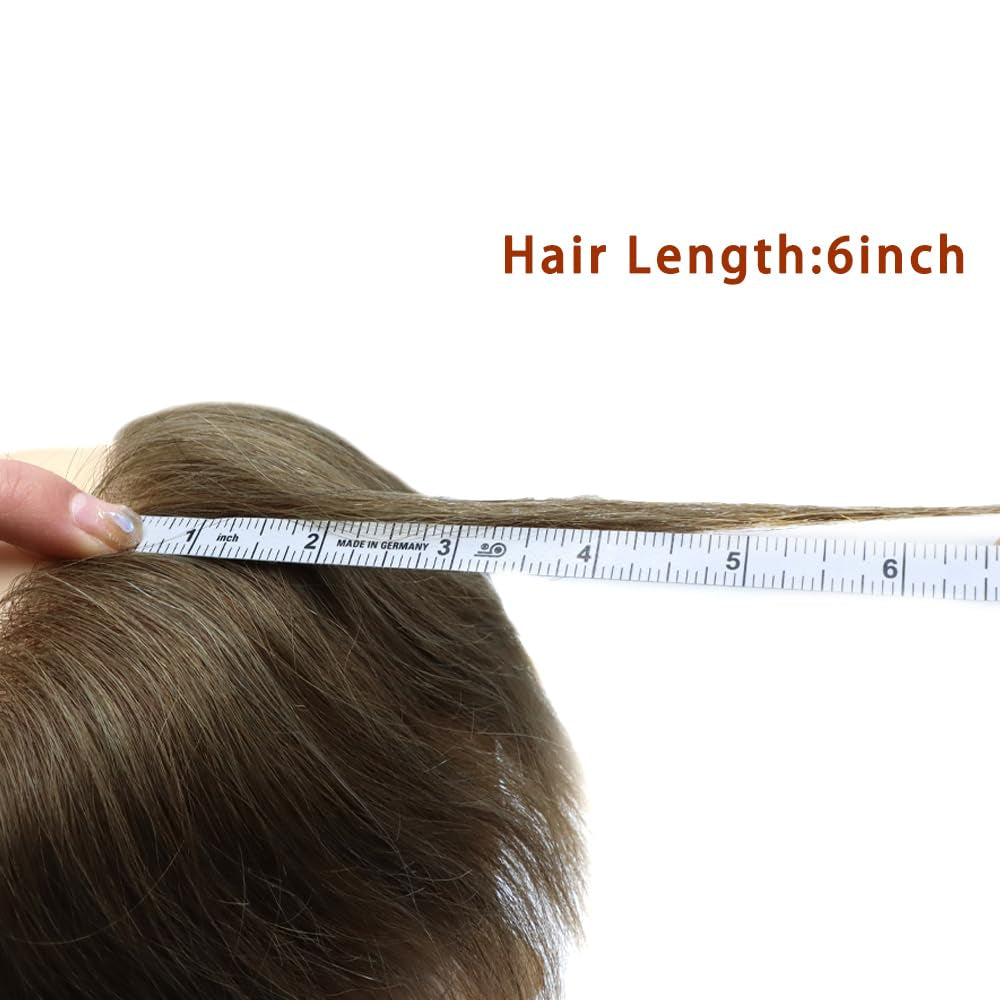 French Lace Front Mens Frontal Hairpiece for Receding Natural Hairline V-Shape Lace Poly PU Forehead Human Hair Replacement System Toupee for Men (4Cmx18Cm, #1 Jet Black)