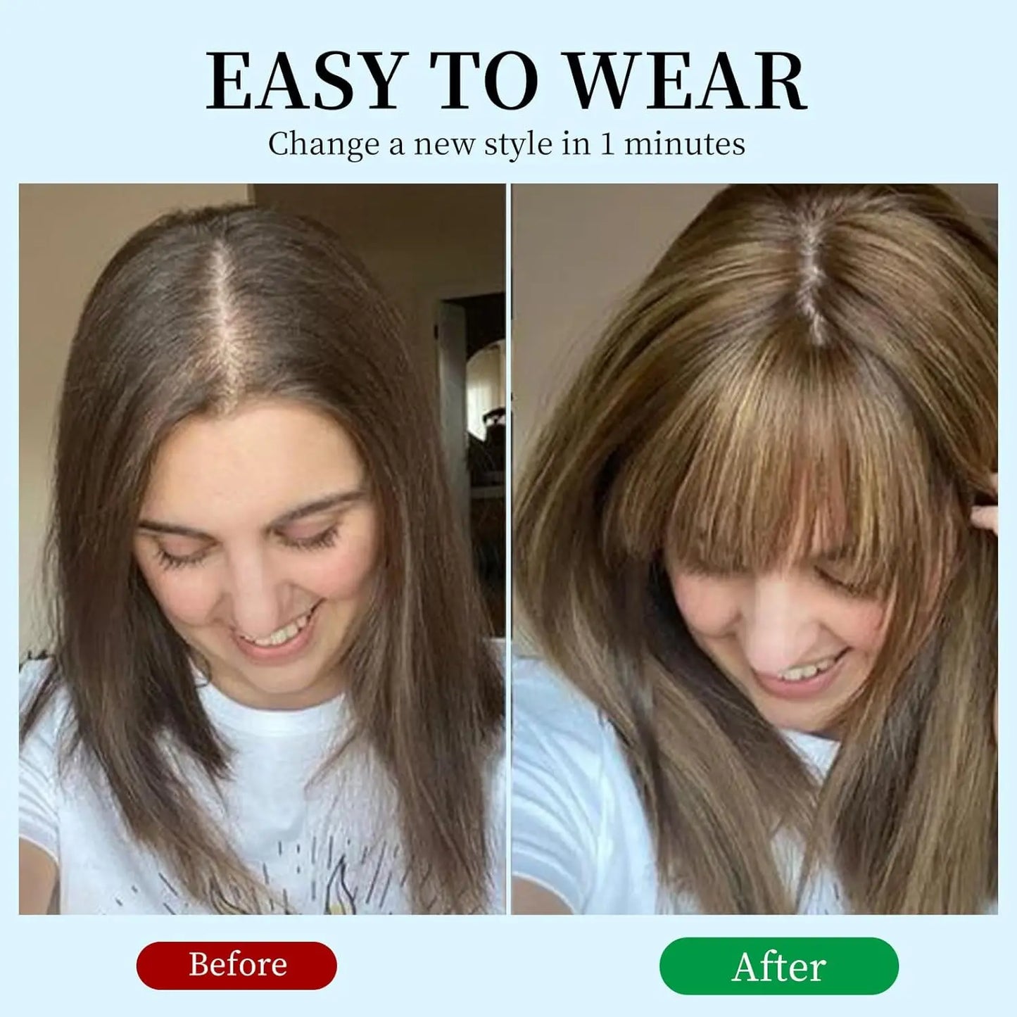 Top bang-12 Inch 3.9x4.7” Human Hair Topper with bangs