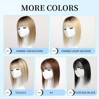 Top bang-12 Inch 3.9x4.7” Human Hair Topper with bangs