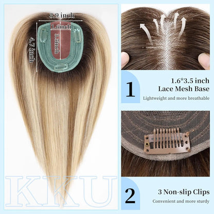 Top bang-12 Inch 3.9x4.7” Human Hair Topper with bangs
